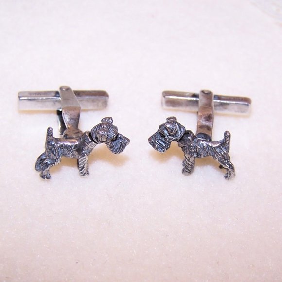 Sterling Silver Cufflinks - Terrier Fronts | Mechanical Heads that Turn - Picture 4 of 9